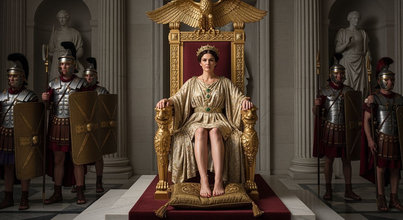 Empress Messalina on Gold Throne in Opulent Room