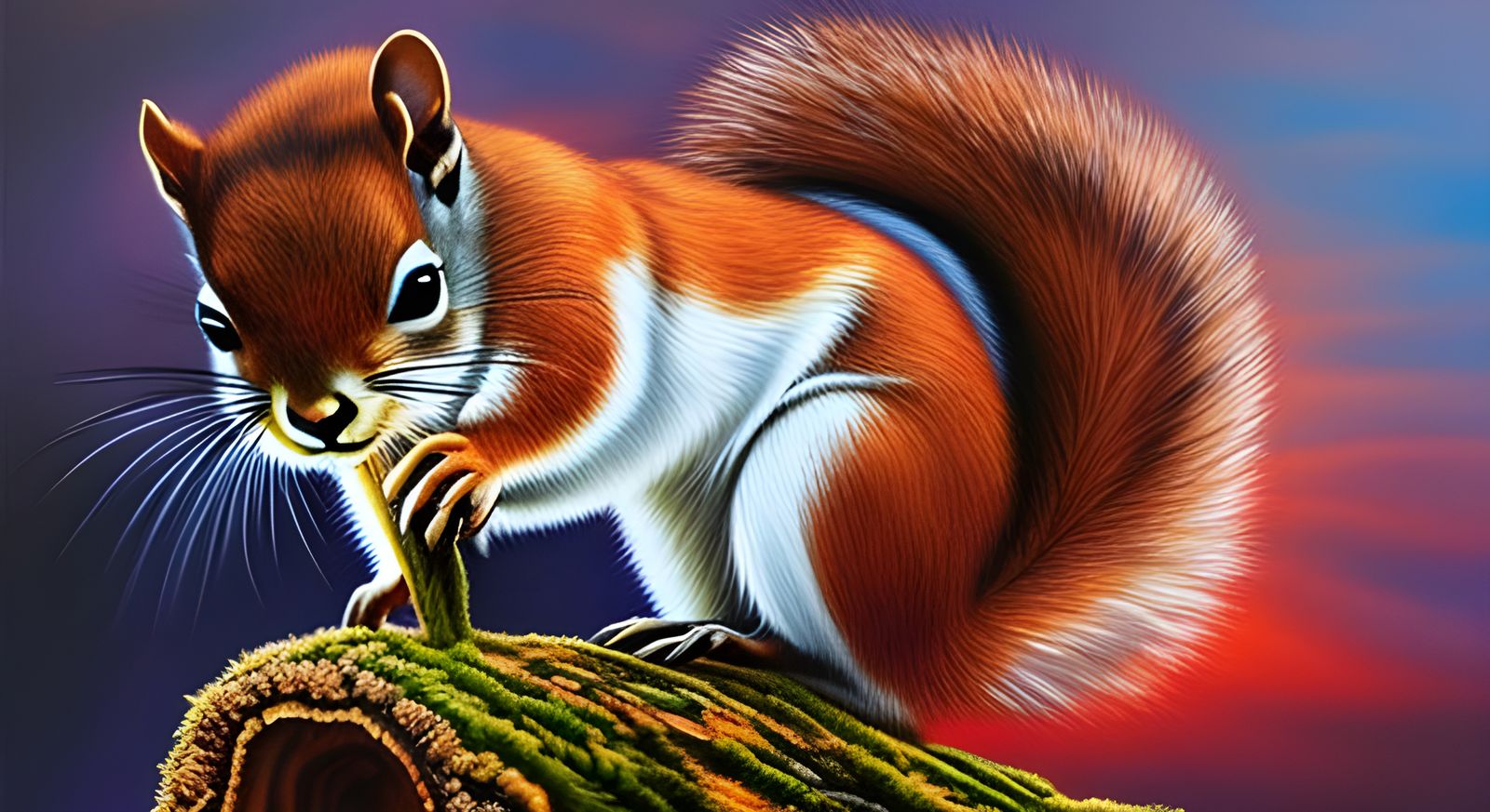 Hyperdetailed Action Painting of Squirrel with Nut