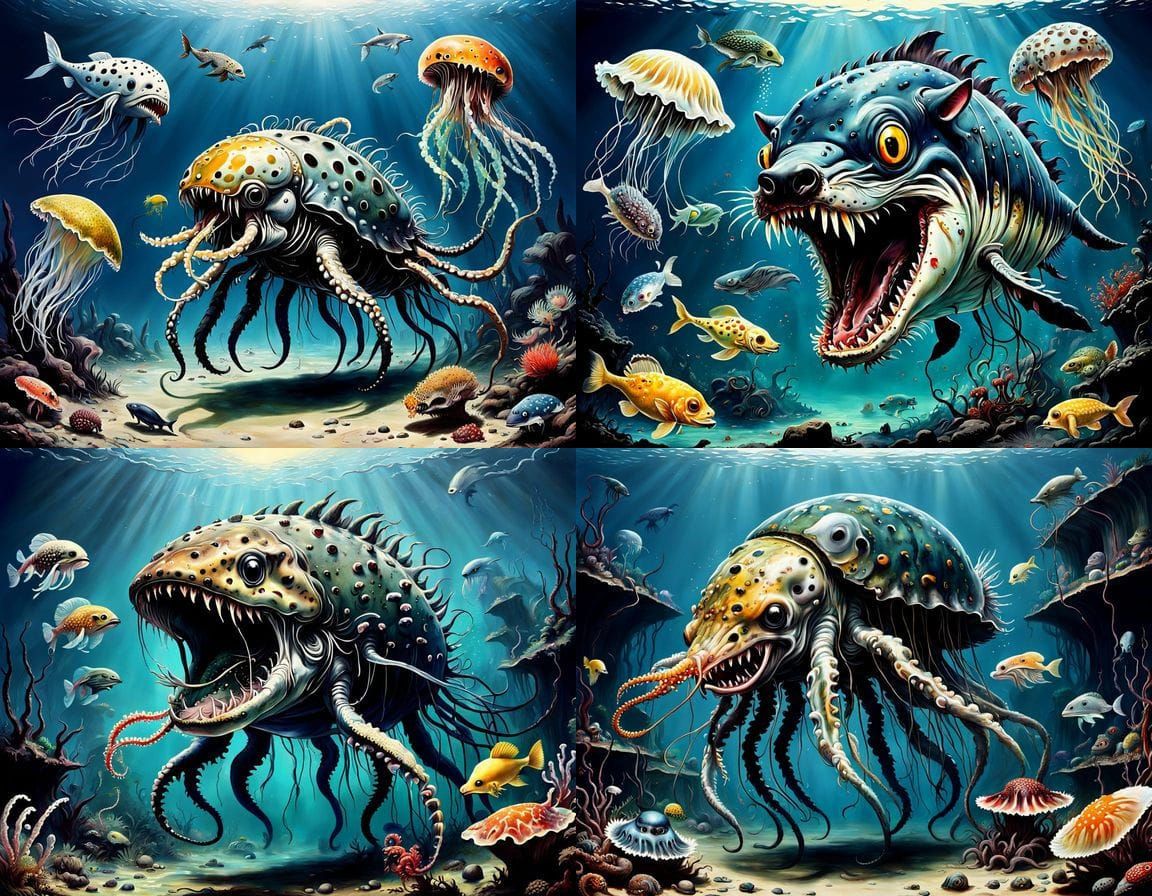 Horrific Mutant Creature in Romantic Style