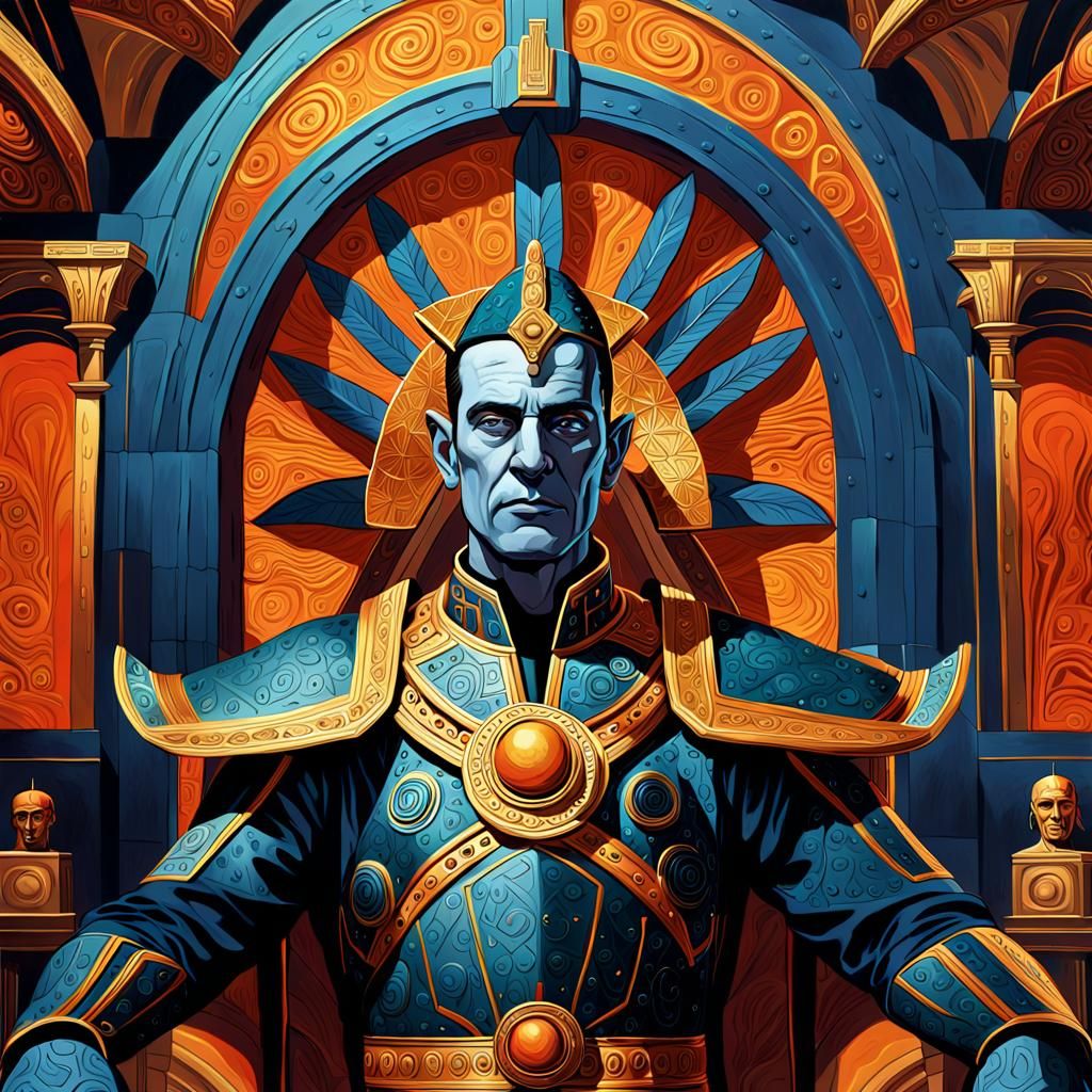Vulcan Emperor's Advisors: Sci-Fi Oil Painting