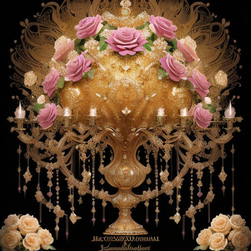 Luxurious Golden Flower Adorned with Crystals and Filigree