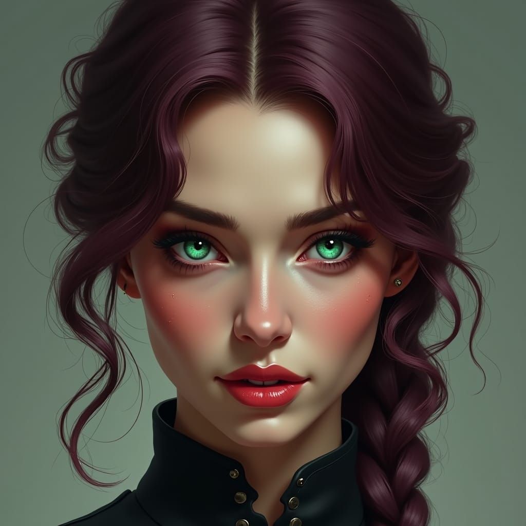 Emerald Eyed Woman in Fantasy Concept Art Style