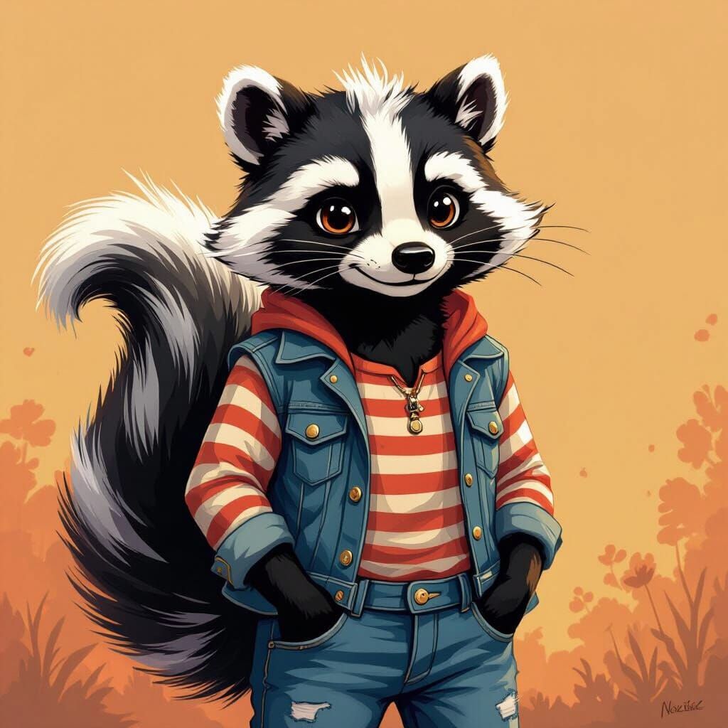 Anthropomorphic Skunk Character Design Sheet
