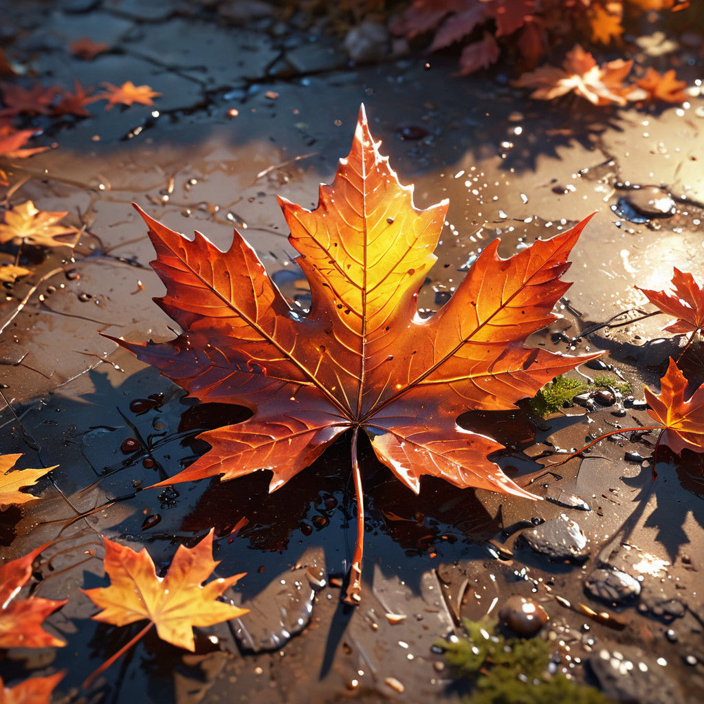 Vibrant Maple Leaf in Warm Sunlight