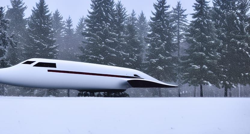 Vintage Starship Amidst Winter Snowscape
