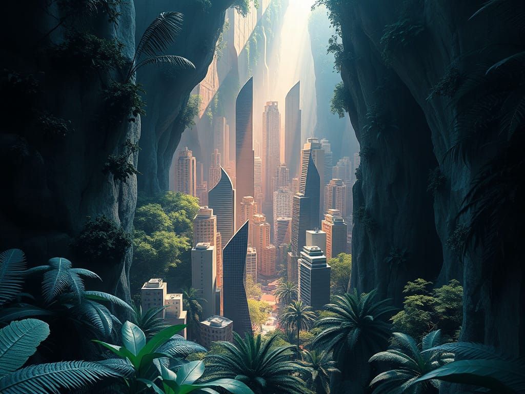 Surreal Metropolis Buried in Vibrant Jungle Canopy
