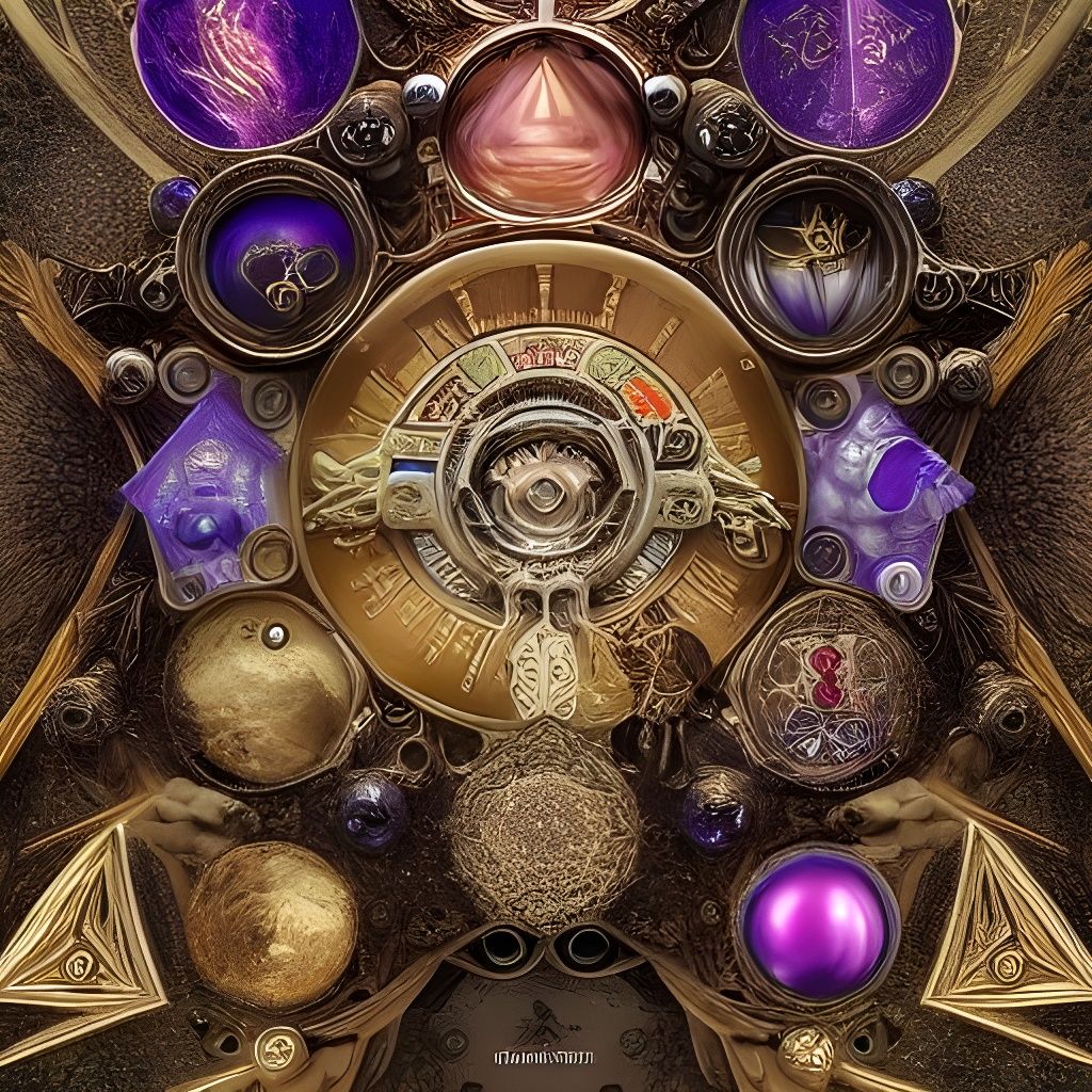 Alchemist Magician with Sacred Symbols, Digital Art