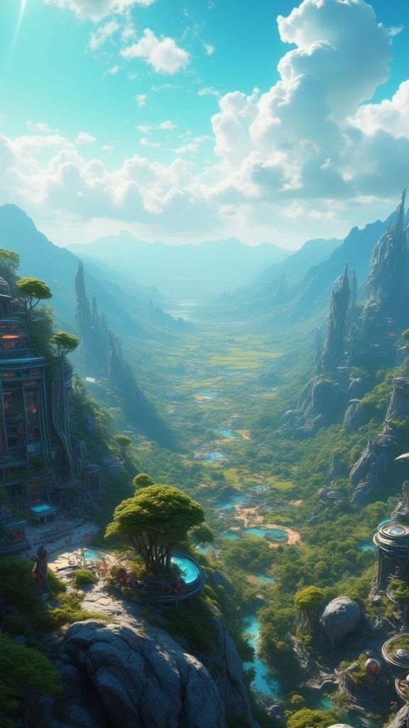 Mountain Vista Over Farmland Landscape