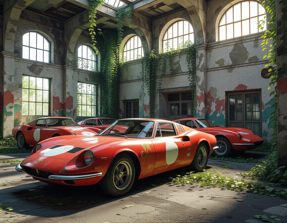Abandoned 1960s Italian Cars in Crumbling Factory