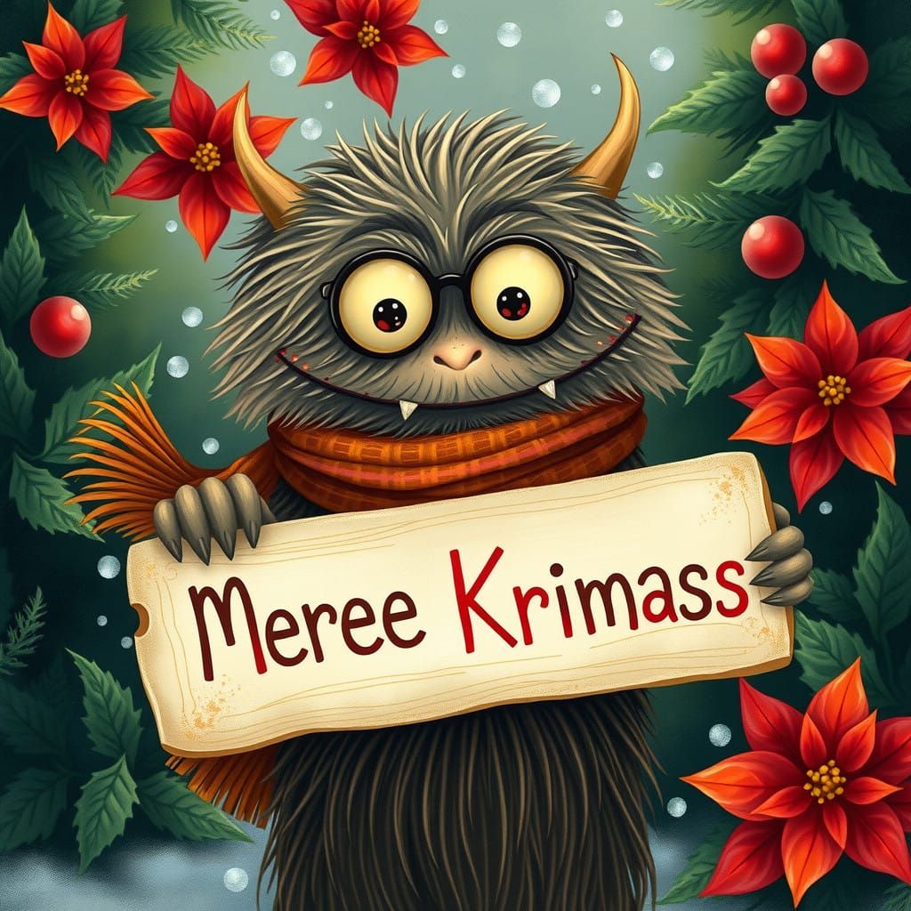 Whimsical Winter Monster Celebrates Merre Krimass