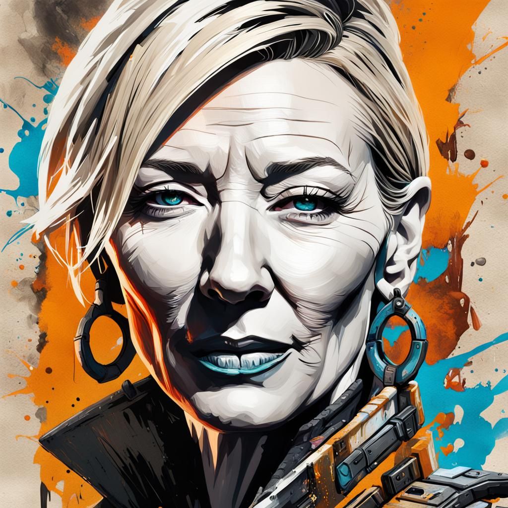 Cate Blanchett Borderlands Poster in Graffiti Art Style