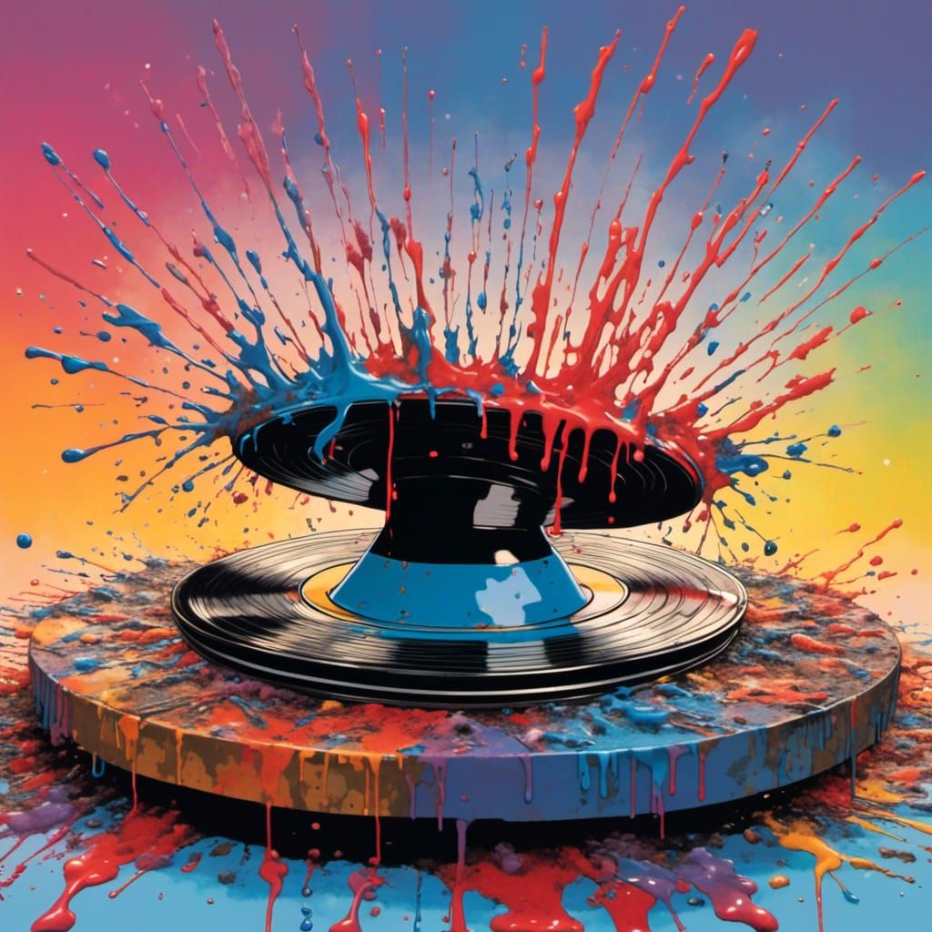 Vinyl Record Melts at Sunrise: Splash Art