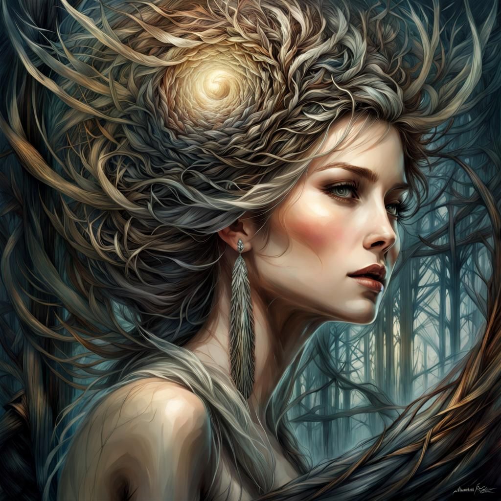 Detailed Nest in Art Brut Style