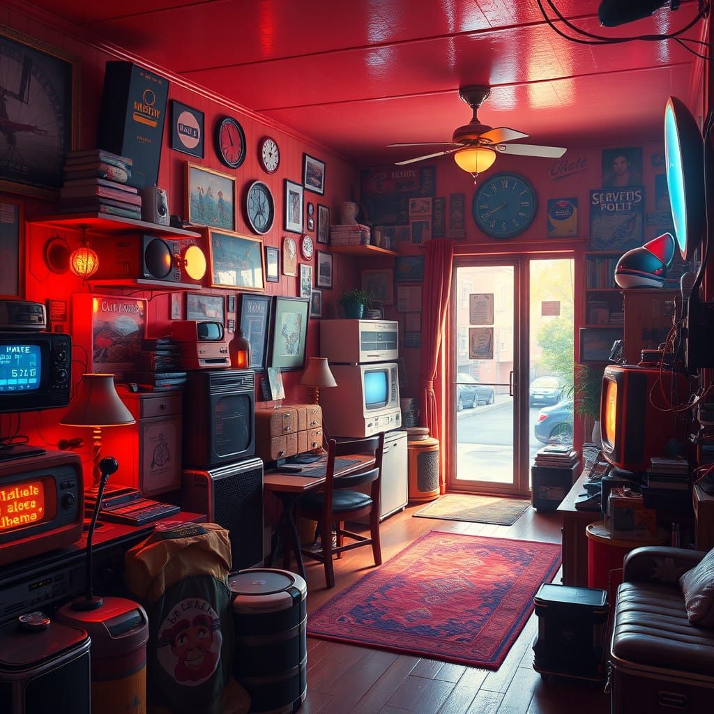Warmly Lit Retro Room Scene in Unreal Engine 5 Style