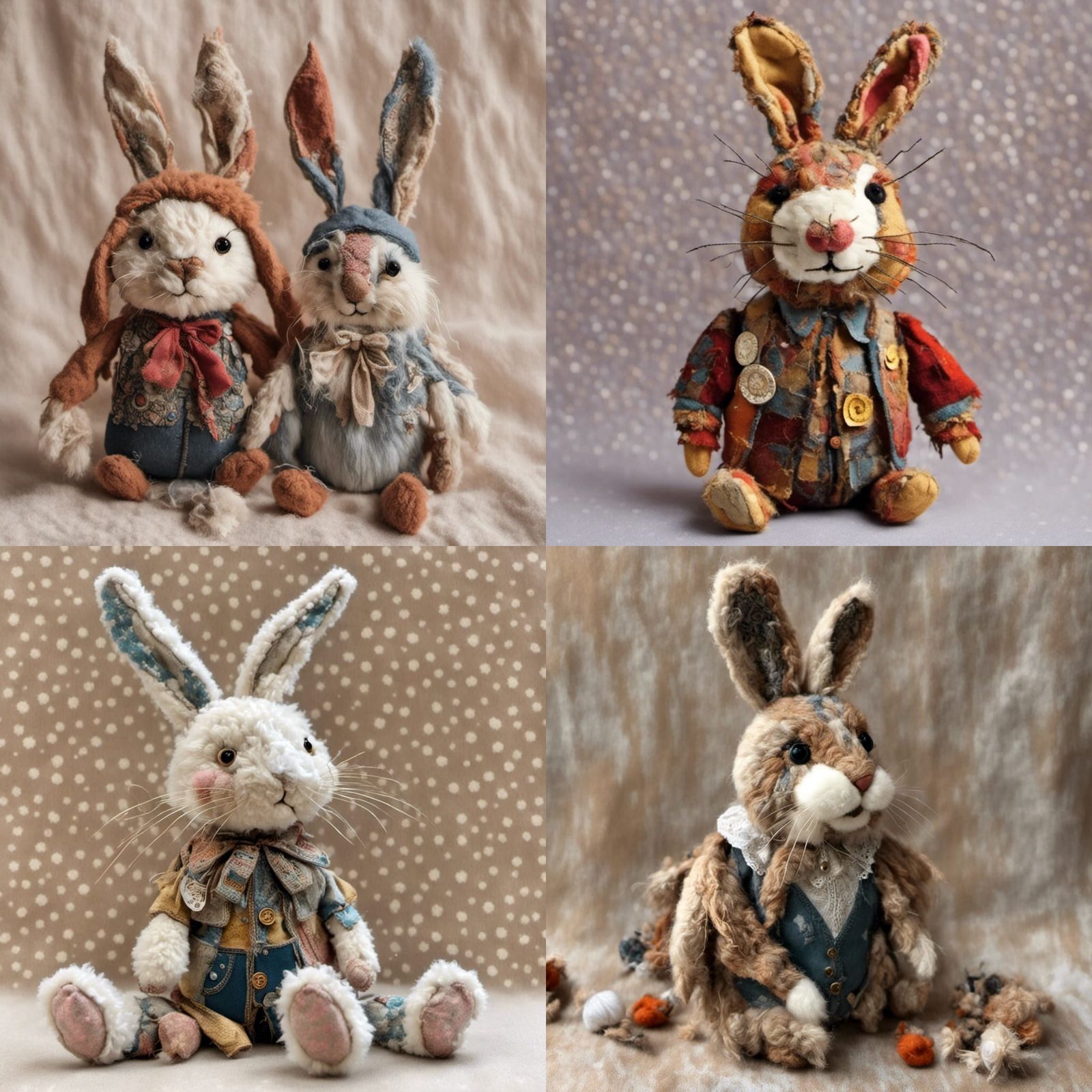 Handmade Patchwork Rabbit Toy with Vintage Style