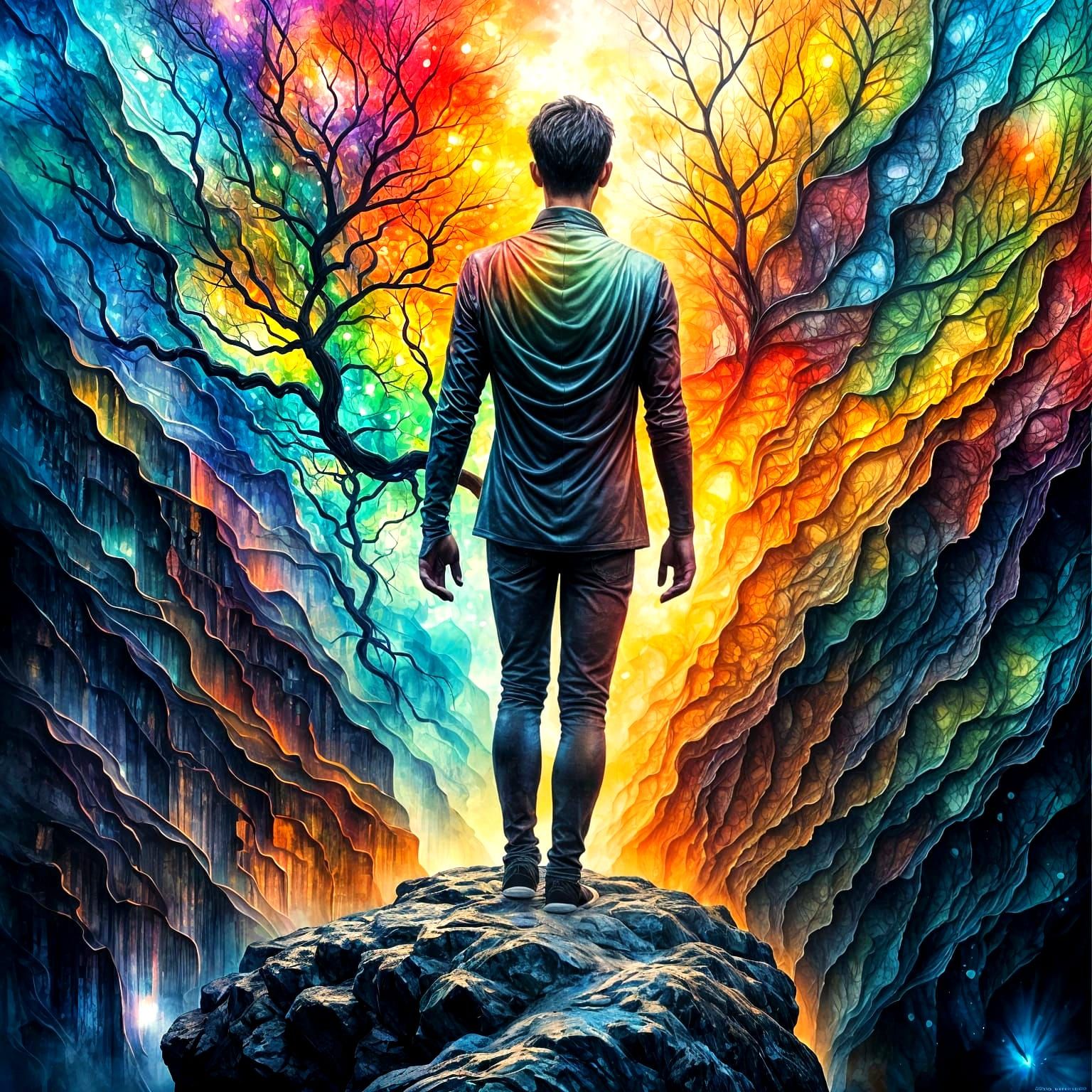 Turmoil in Vibrant Colors: An Abstract Digital Artwork