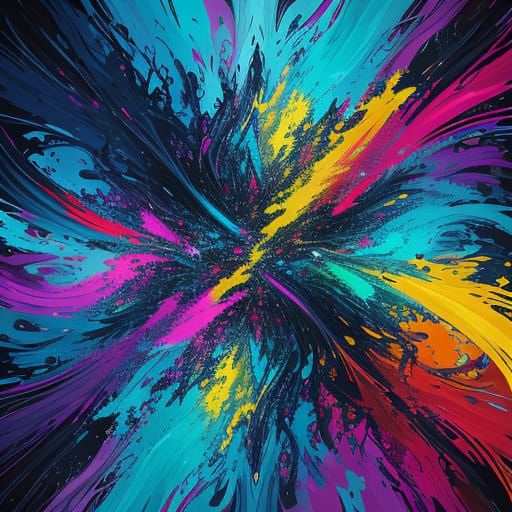 Abstract Love Unfolds in Vibrant Splash Art