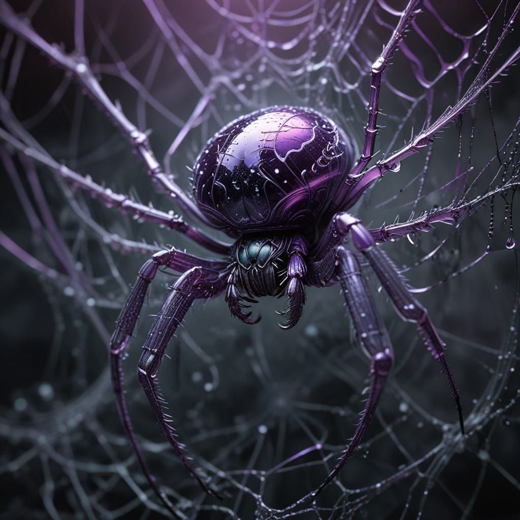 Mystical Spider in Escher-Inspired Web