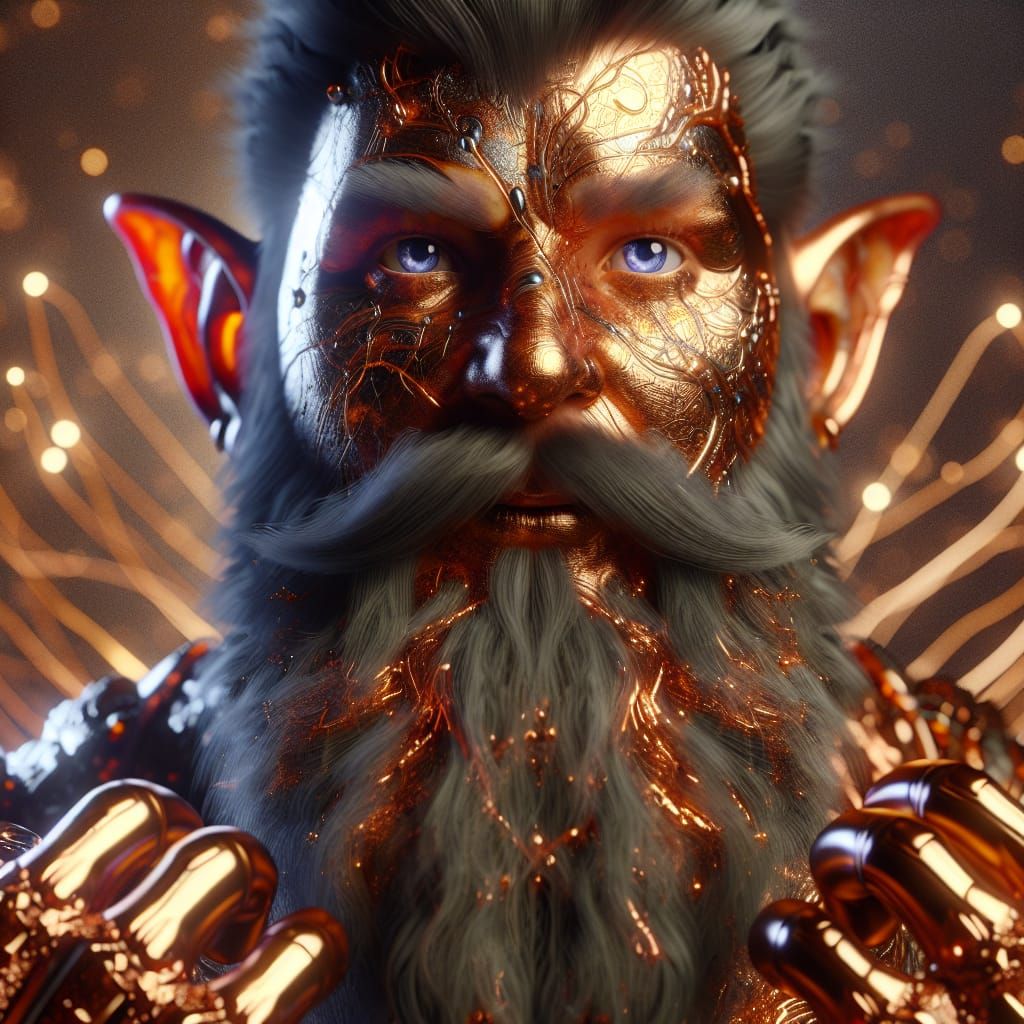 Metallic Dwarf Character in Fantasy RPG Style