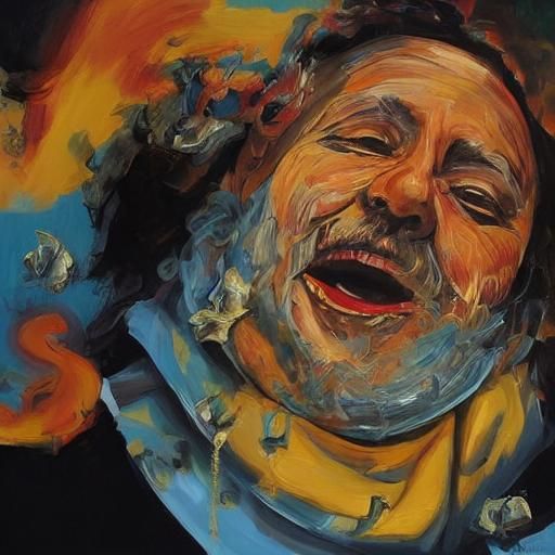 Surreal Oil Painting of Two People in Bar