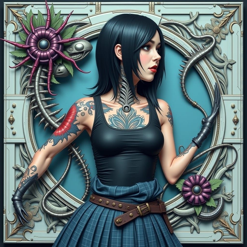 Cyborg Goddess in Biomechanical Hues