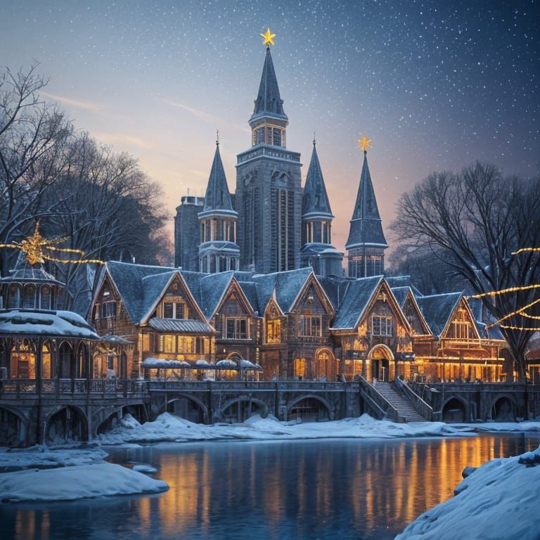 Navy Pier Chicago Christmas: Detailed Matte Painting