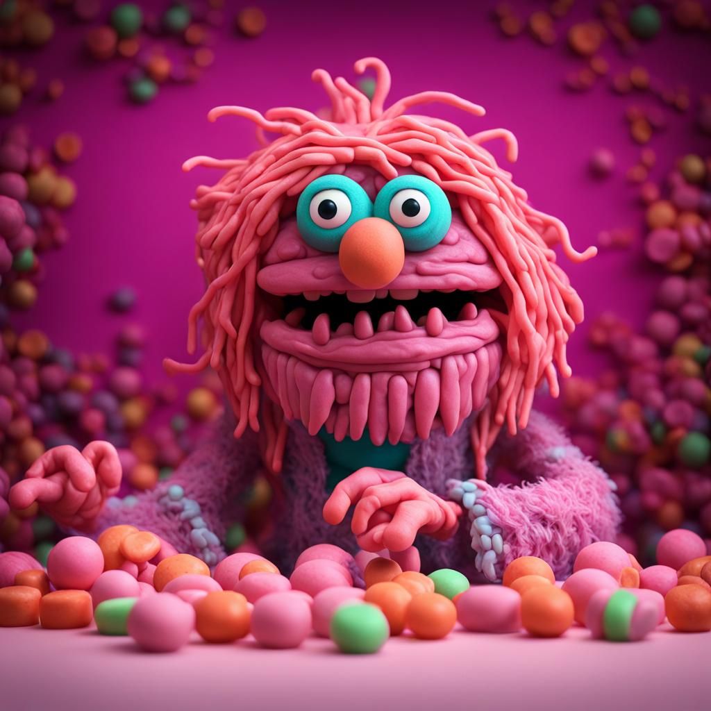 Candy Monster Claymation in Padded Room