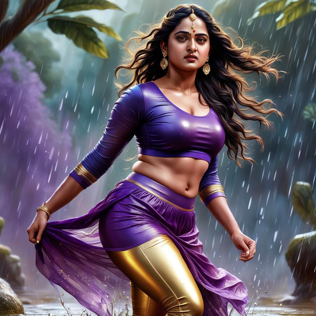 Attractive Woman in Purple Skirt: Hyperrealistic Digital Art
