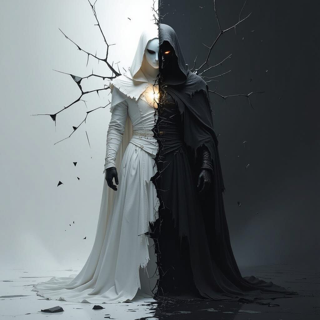 Dual Character Portrait in Dramatic Cinematic Lighting