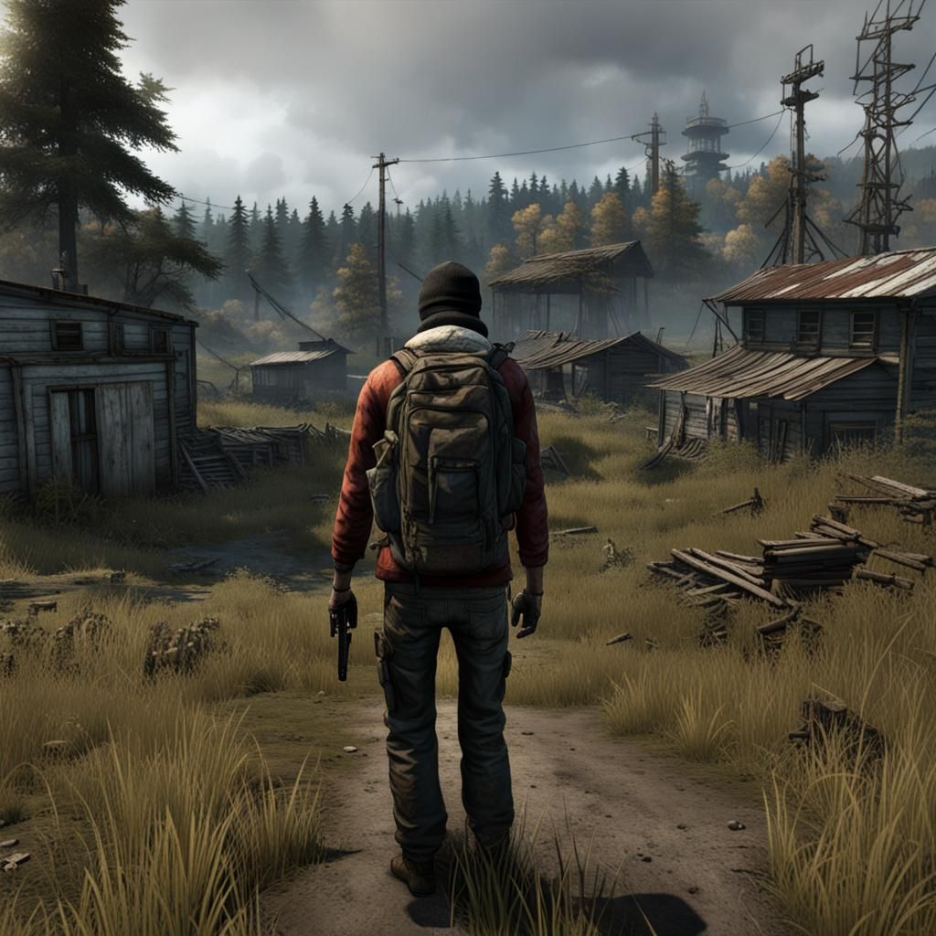 DayZ Post-Apocalyptic Scene with Zombies