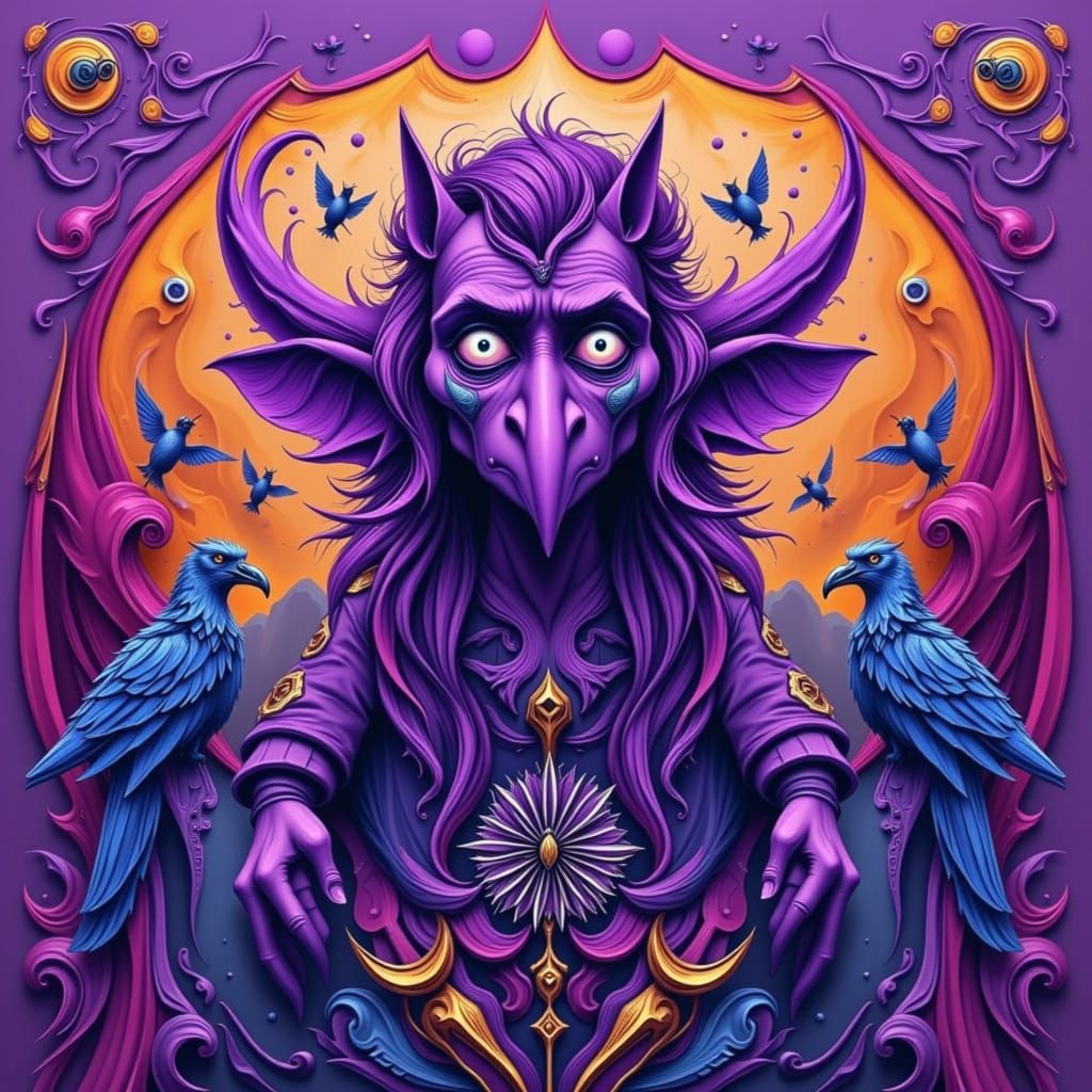 Surreal Purple Haze Caricature in Digital Art