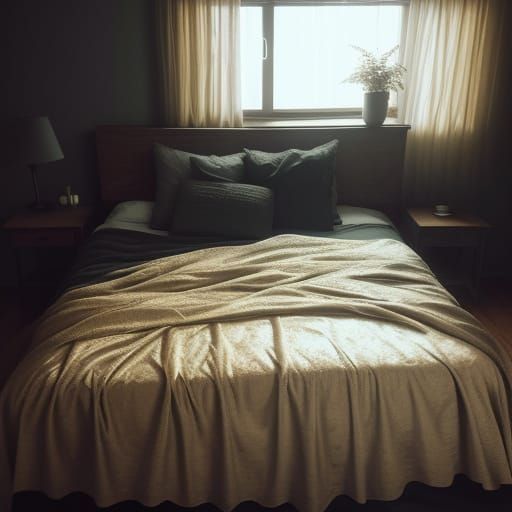 Moody Cinematic Bed in Golden Light