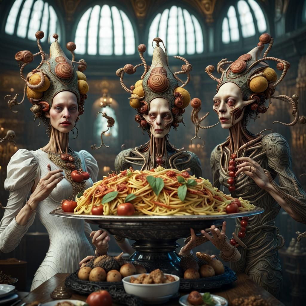 Futuristic Feast: Bizarre Foods in Hyperrealistic Detail