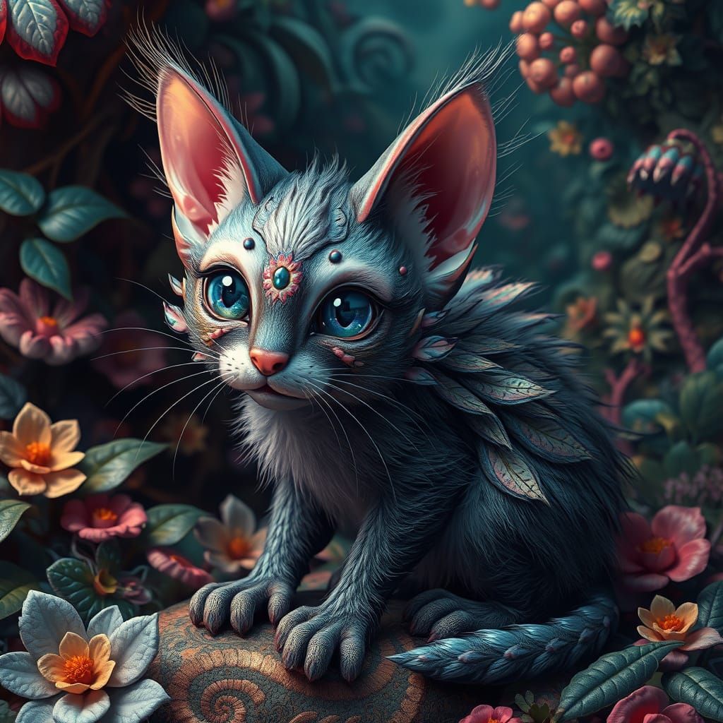 Mystical Cat-Platypus Hybrid in Hypermaximalist Dreamworld