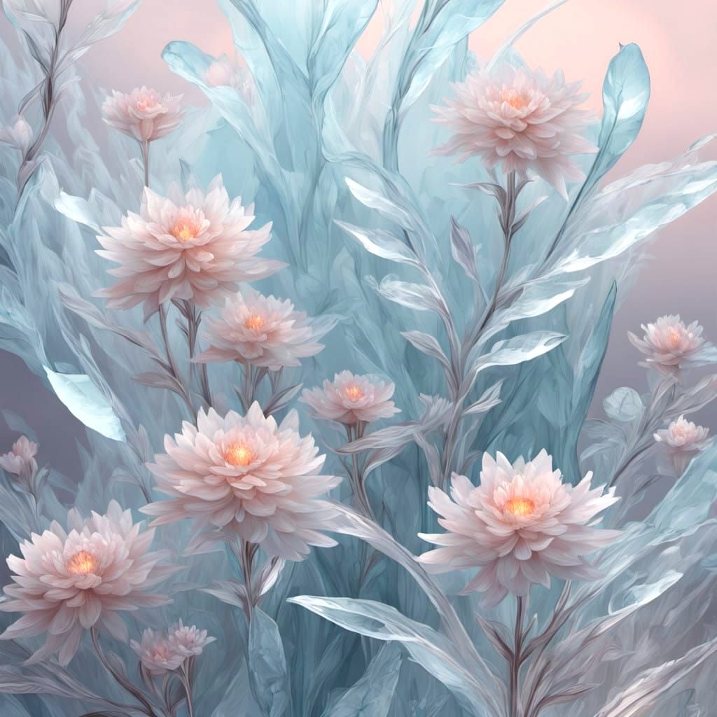 Pastel Ice Florals in a Winter Garden