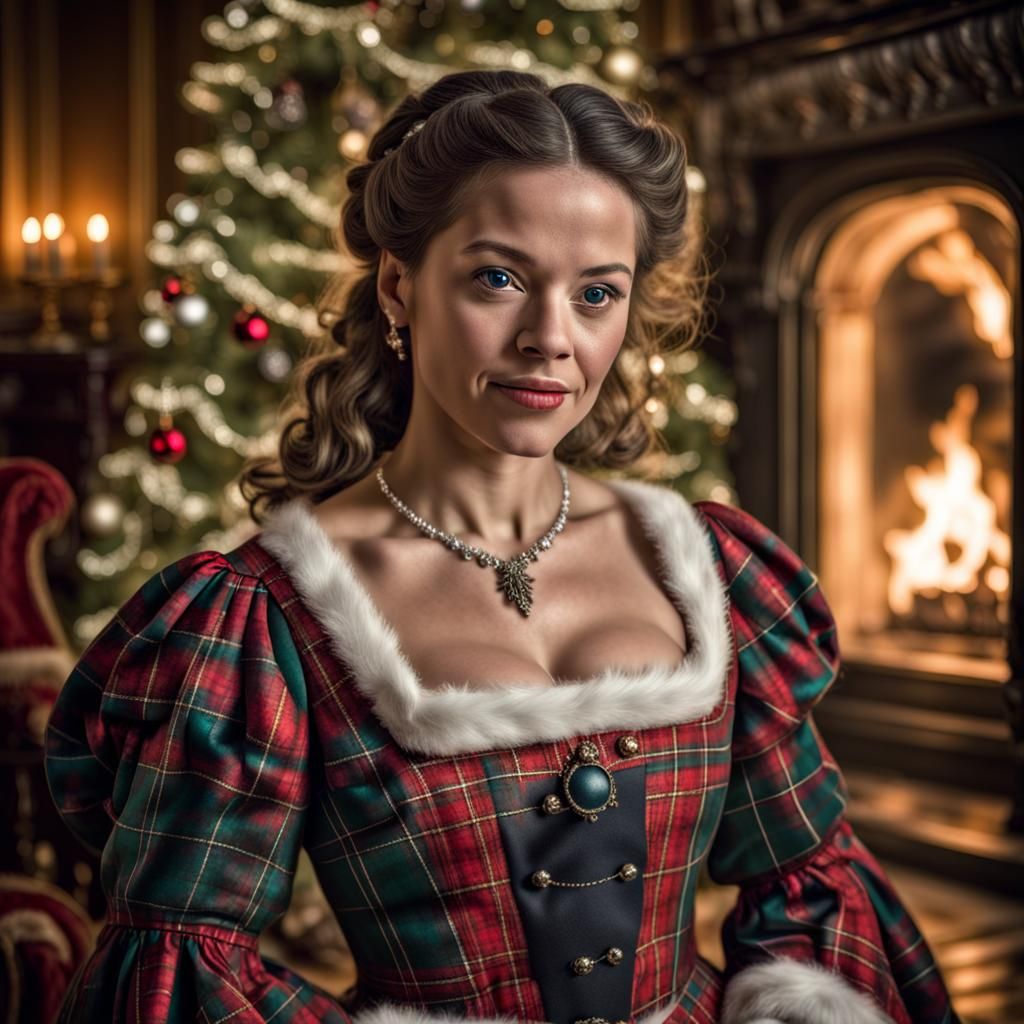 Person in Scottish Gown at Christmas: Hyperrealistic Detail
