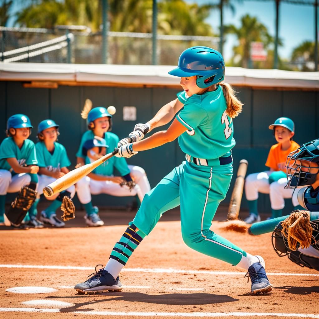 Little League Player Hits Ball with Intensity