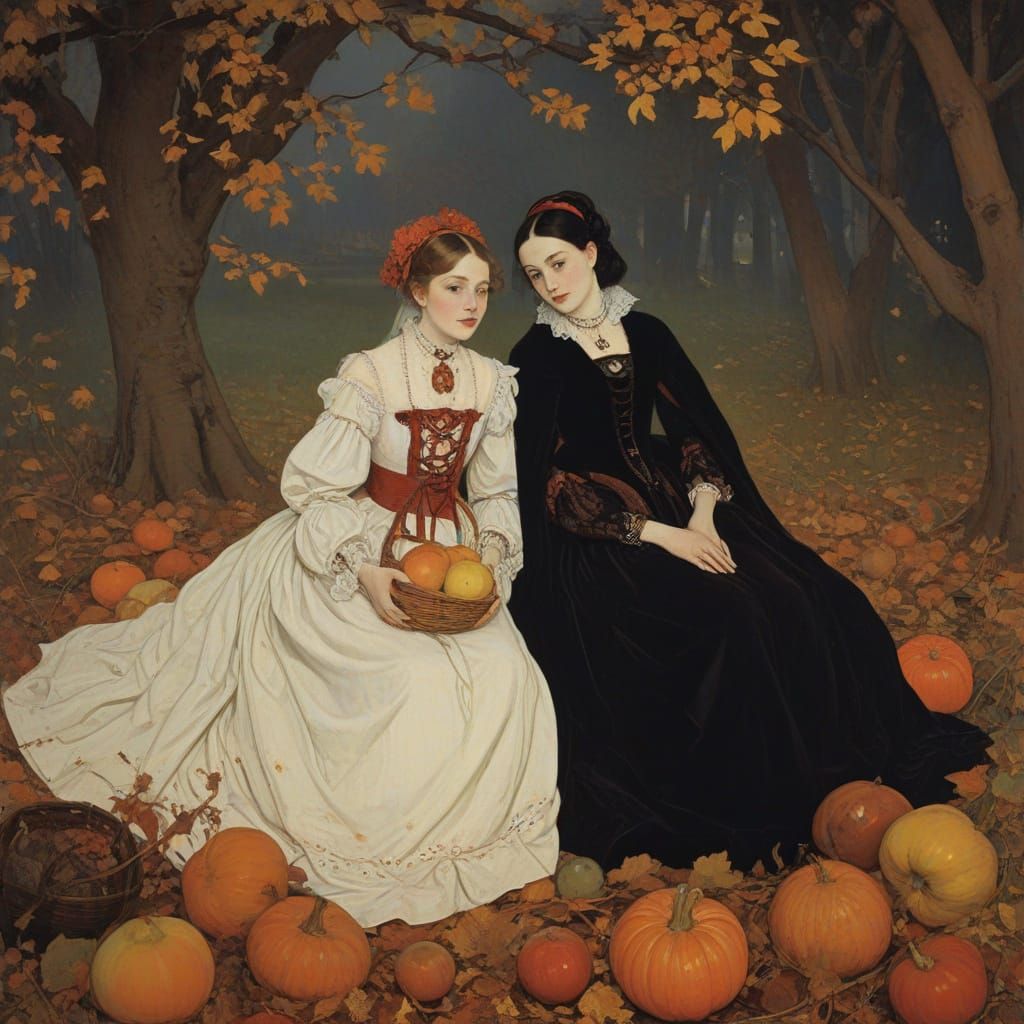 Vampire's Autumn Harvest in Gauguin and Somov Style