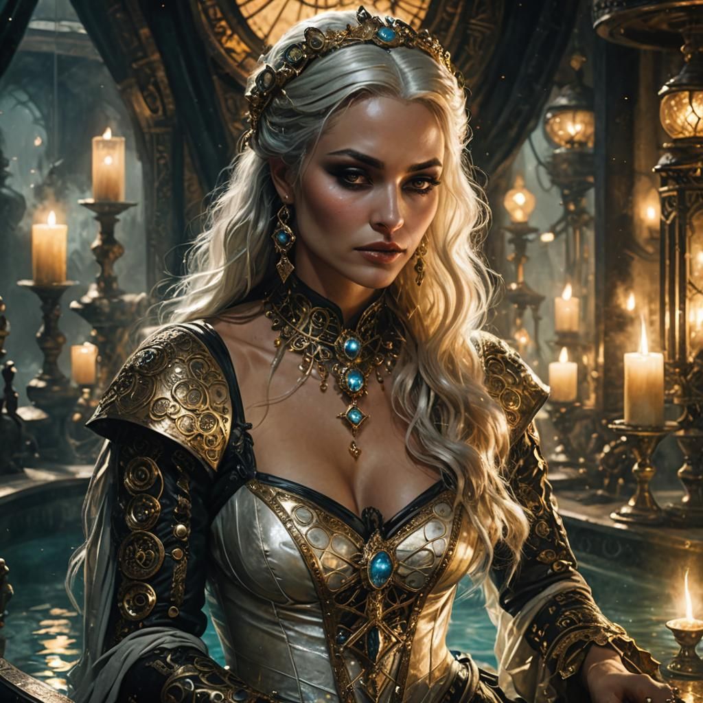 Victorian Seer in Dark Fantasy Laboratory