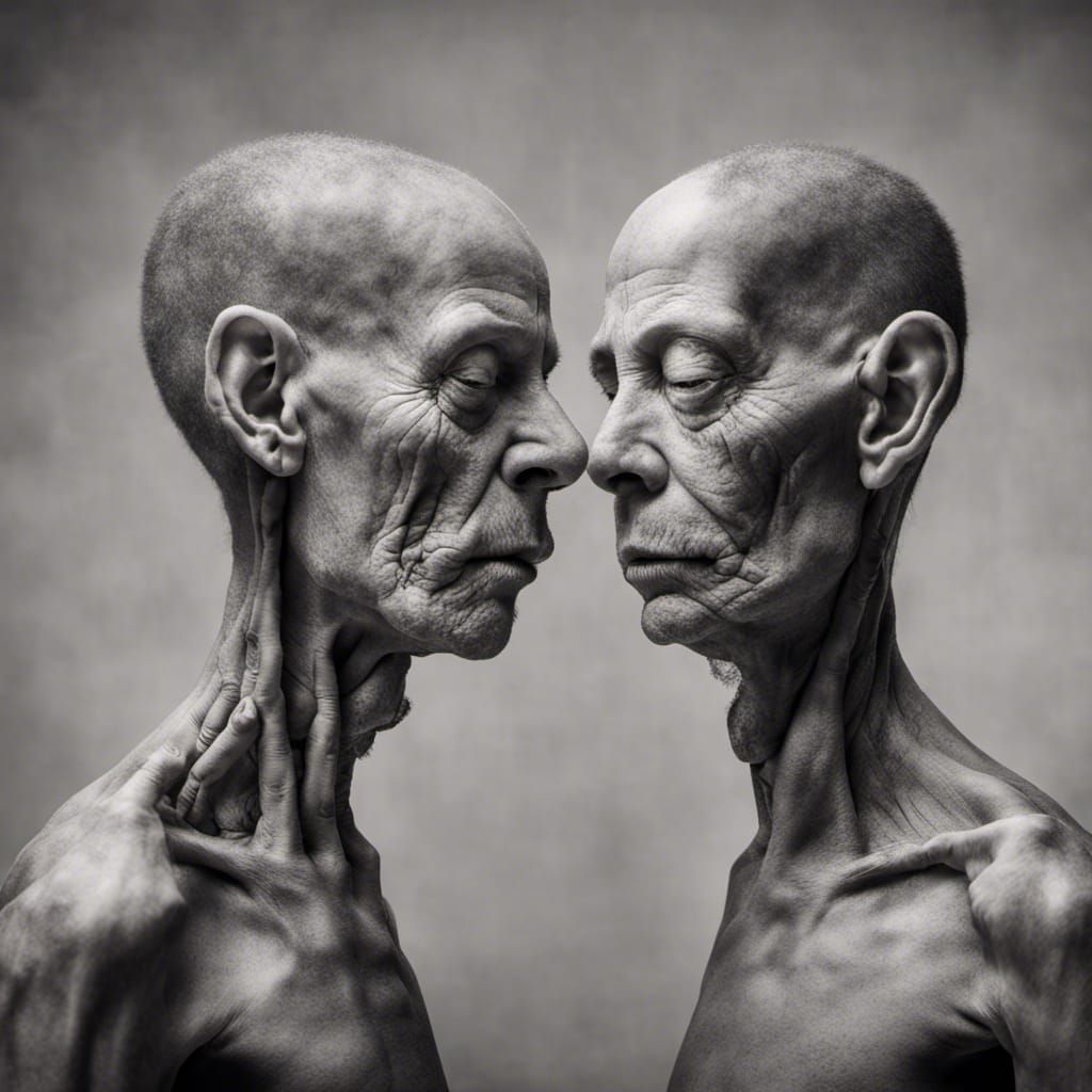 Conjoined Twins Portrait in Roger Ballen Style