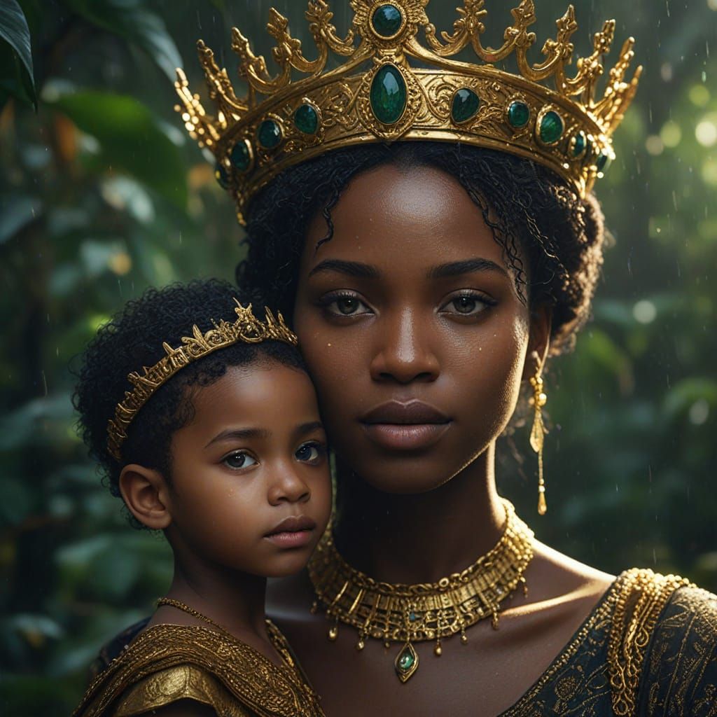 Surreal Fantasy Portrait of an African Mother and Child