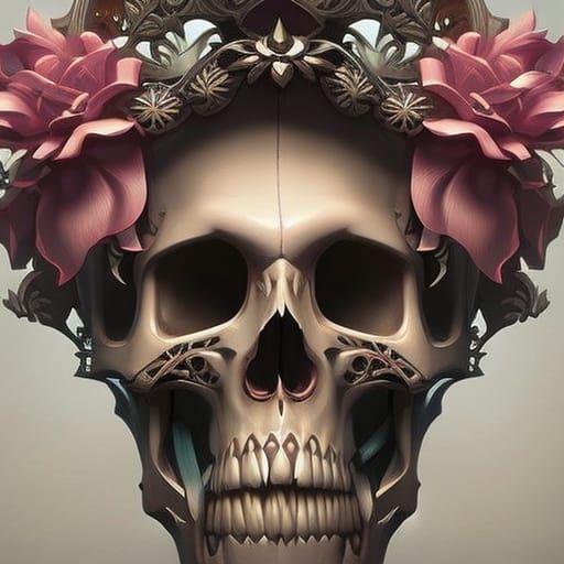Floral Skulls in Hyperdetailed Digital Art