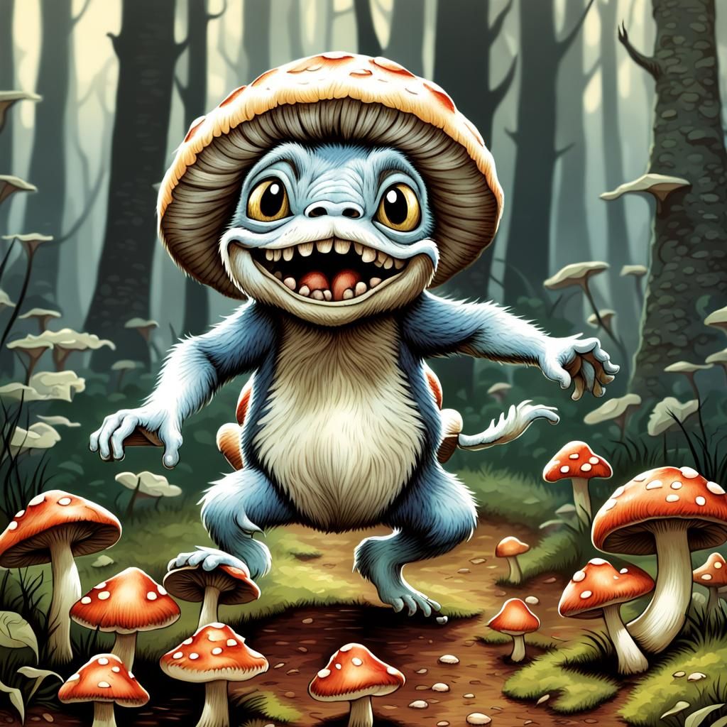 Taragompie's Mushroom Prance: Storybook Illustration