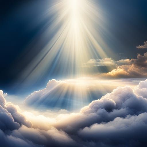 Heavenly Sunshine Beams Through Divine Clouds