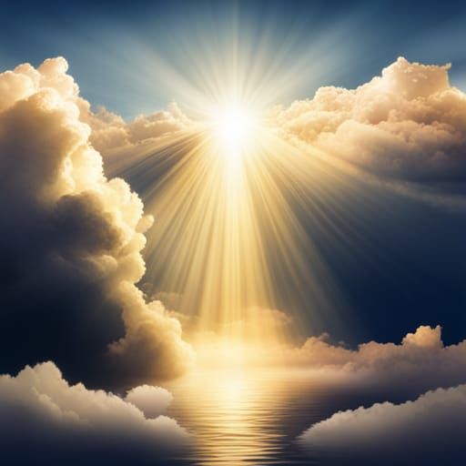 Divine Sunshine Beams Through Heavenly Clouds