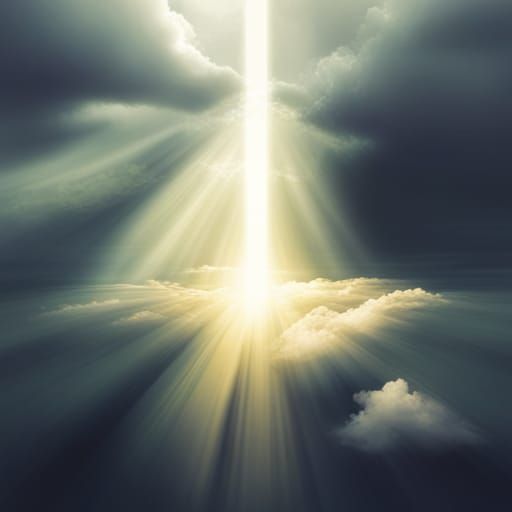 Divine Sunshine Beams Through Clouds