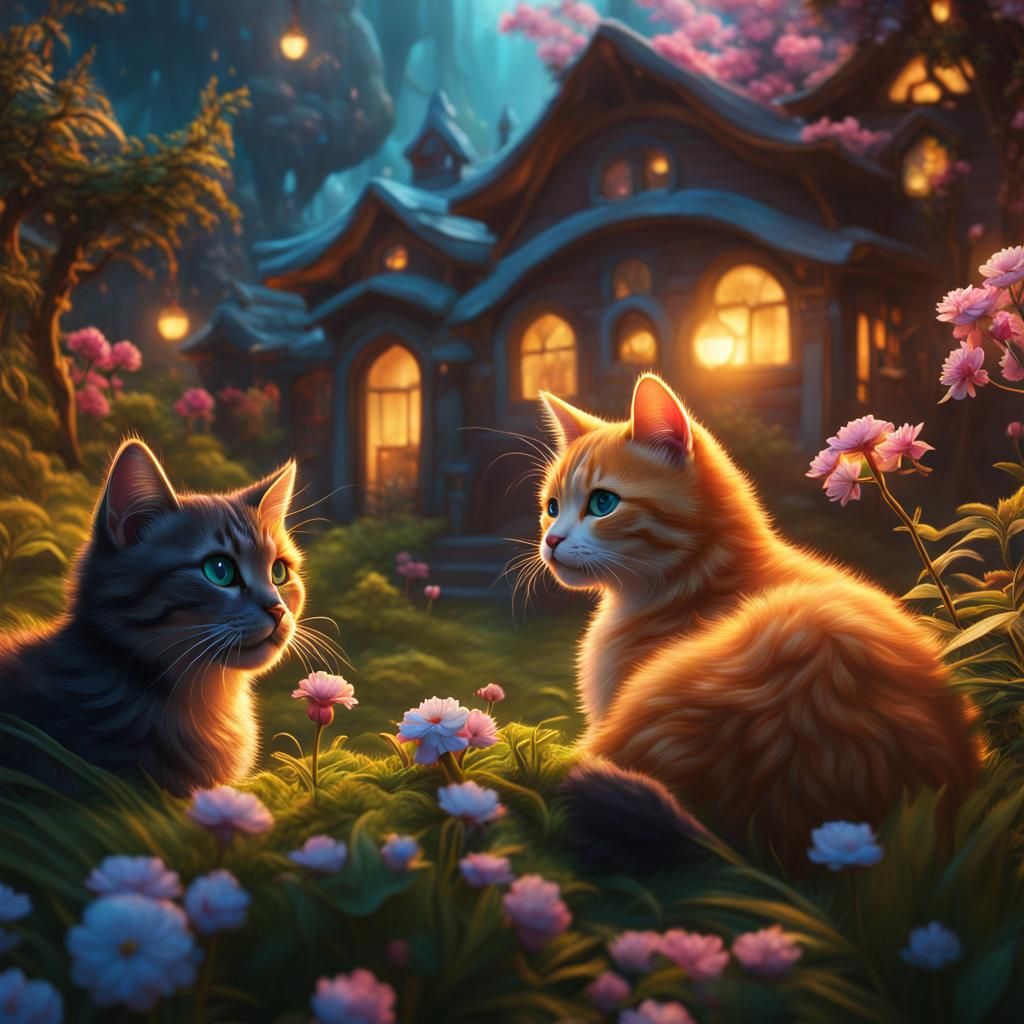 Cute Cats in Detailed Fantasy Concept Art
