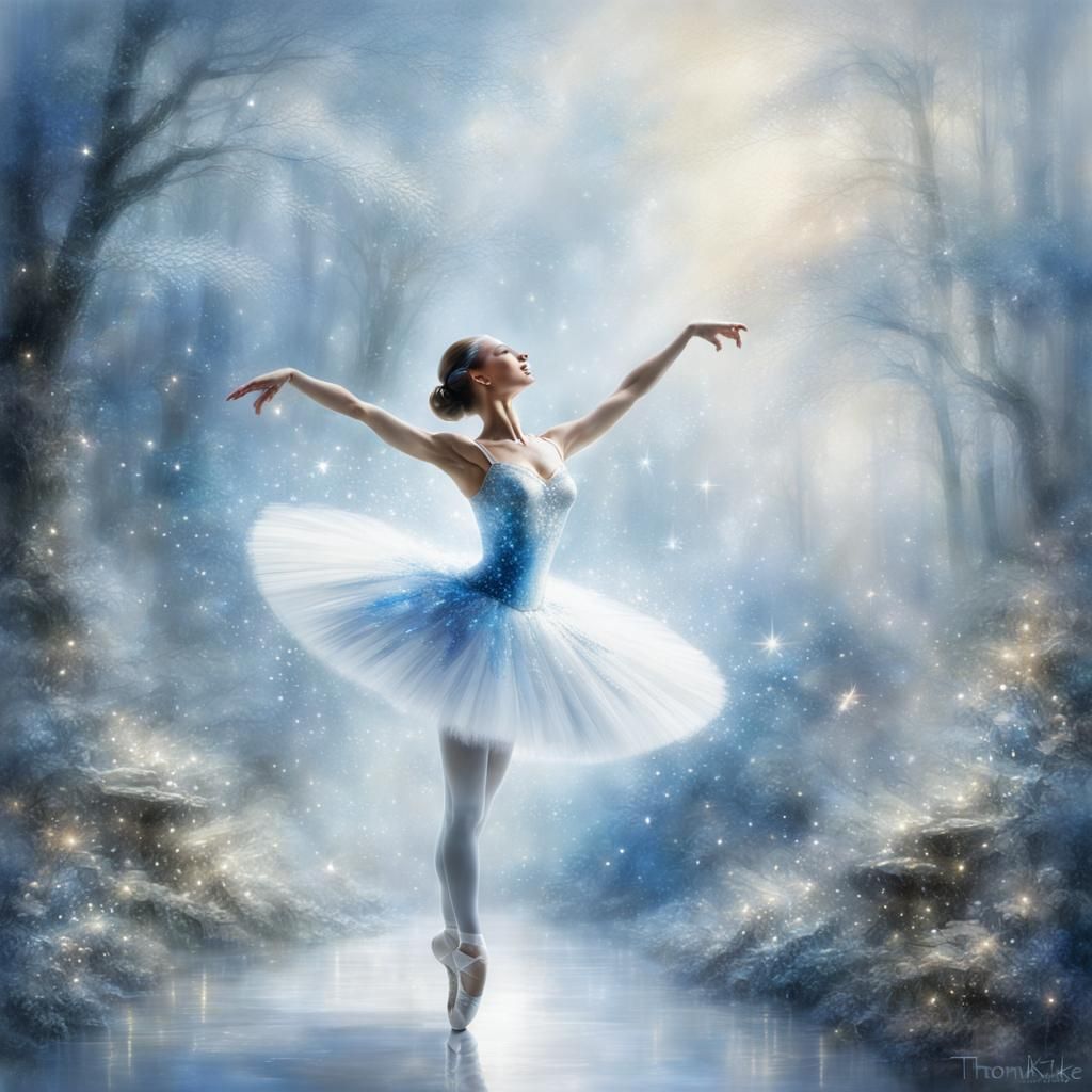 Glittering Ballerina Dances on Music Sheet