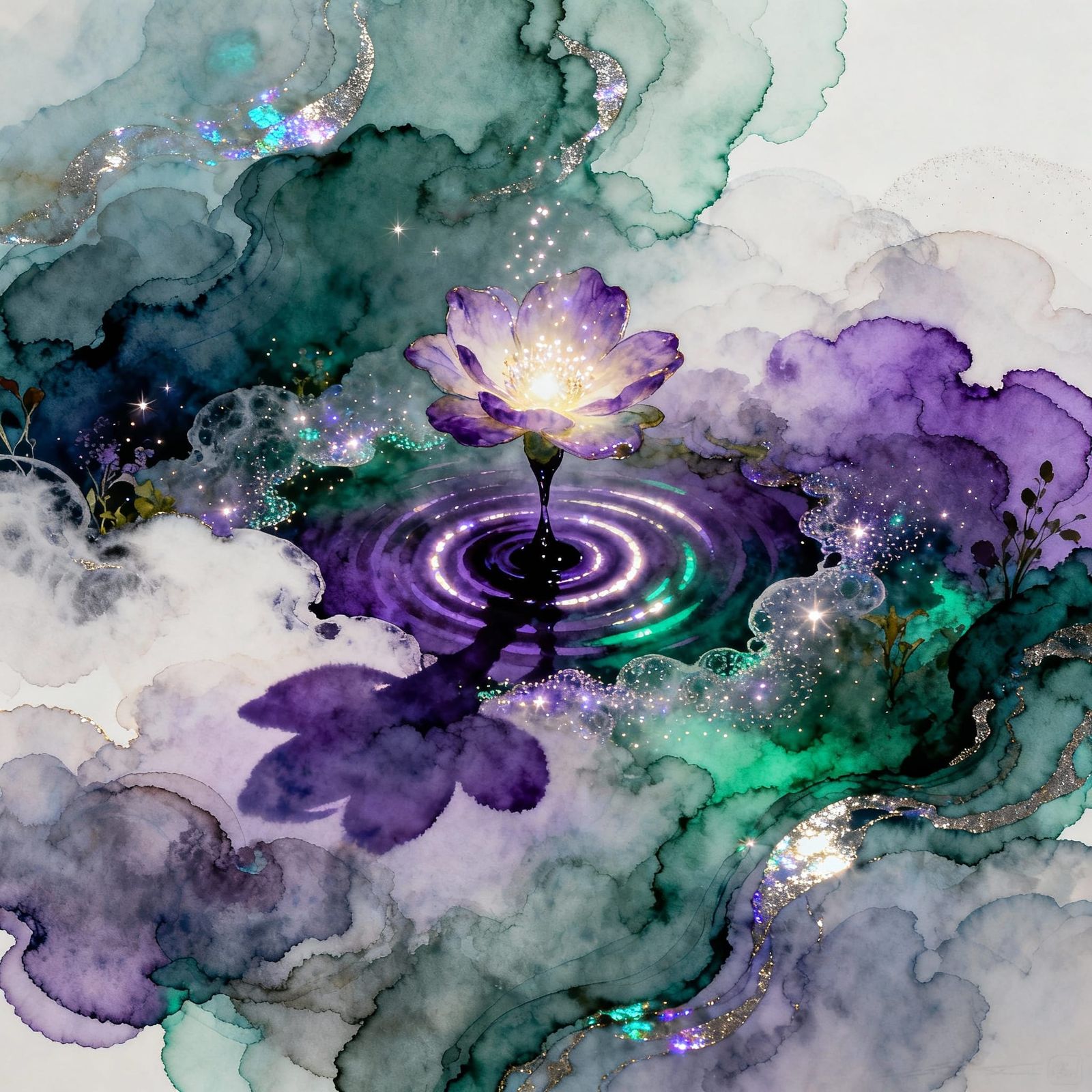 Glowing Magical Flower Releasing Dark Nectar