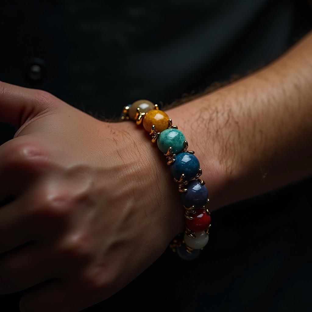 Chakra Bracelet with Seven Stones in Cinematic Lighting